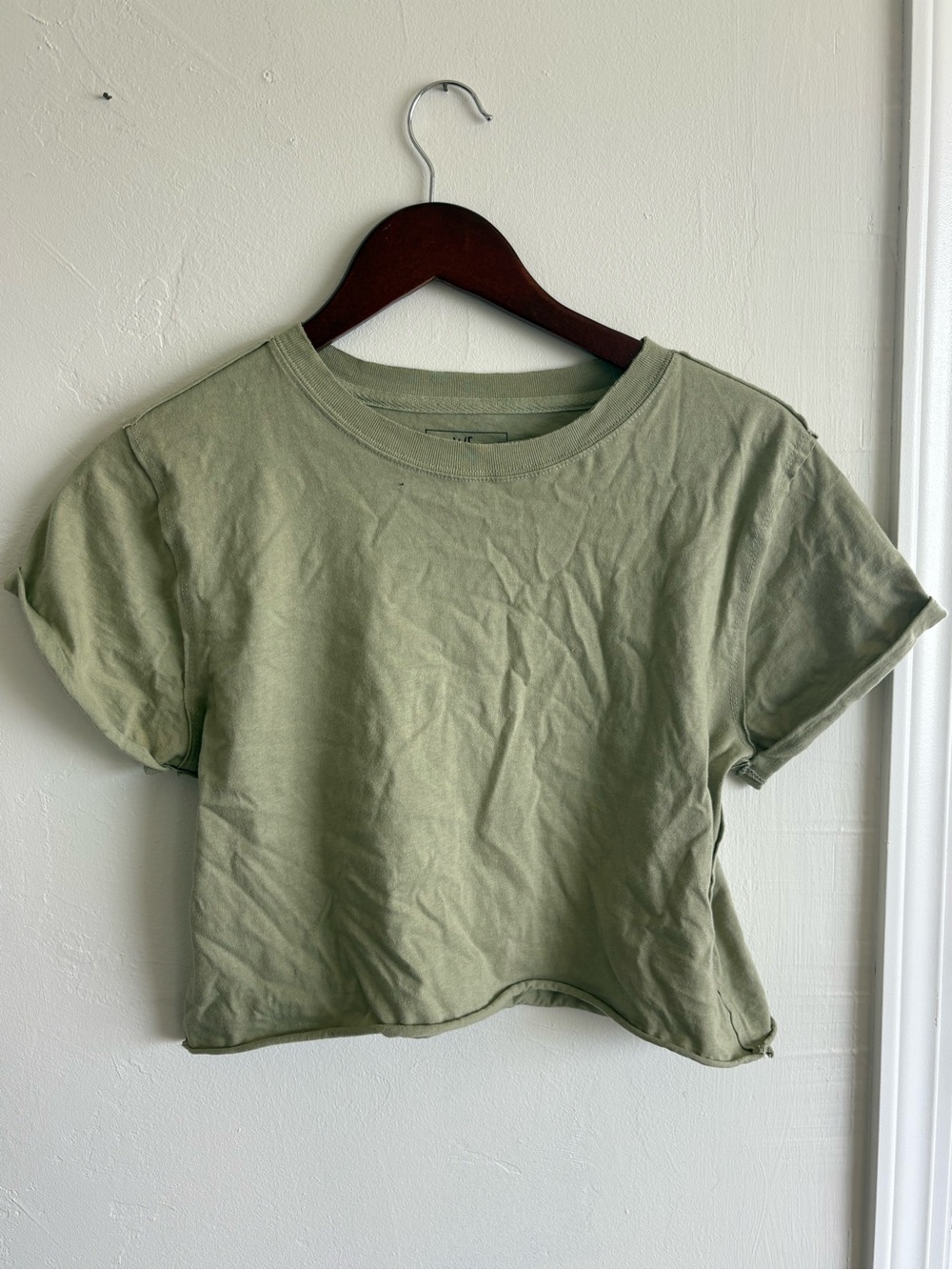 We The Free Olive Green Cropped Tee